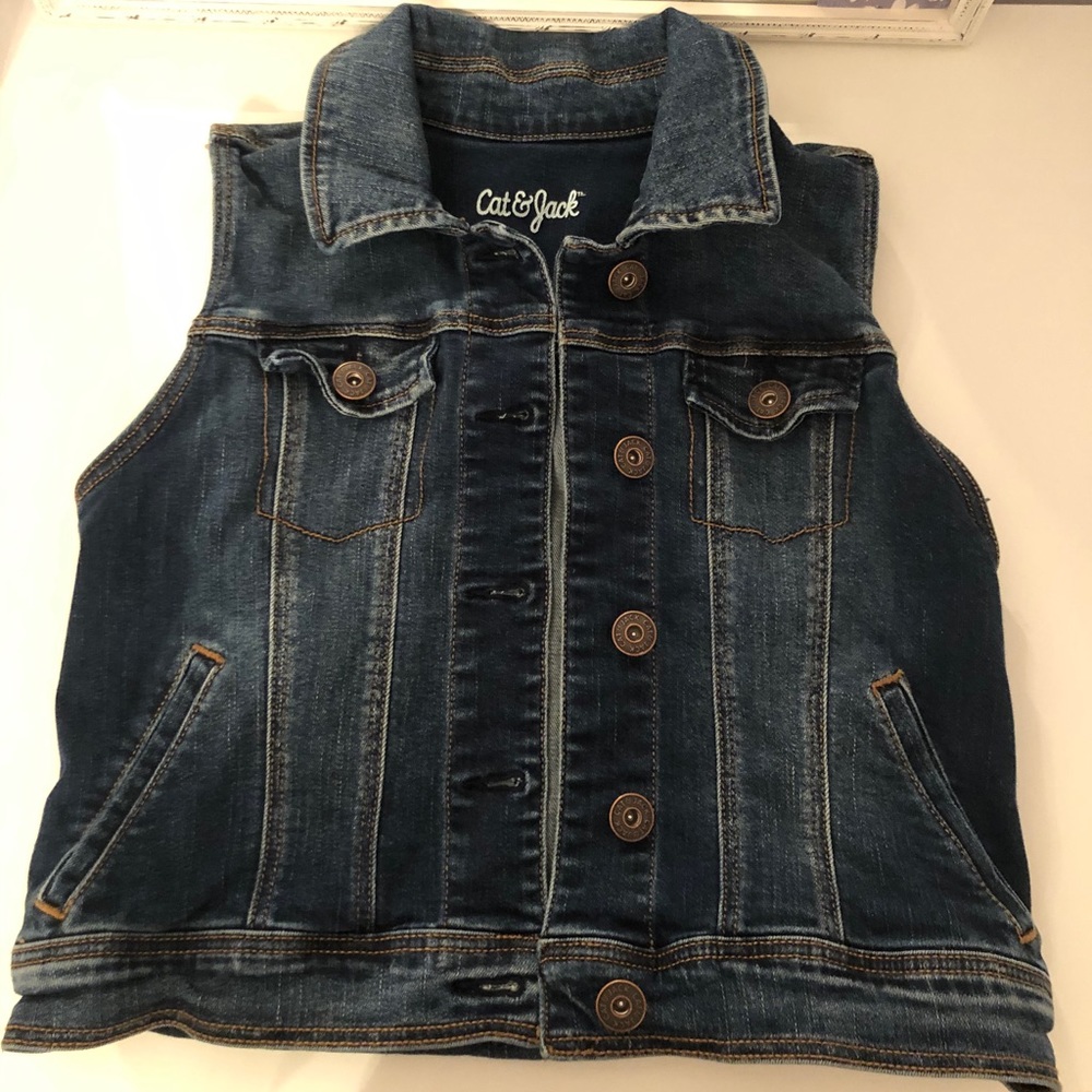 Sleeveless jean jacket for kids (size is L 10-12)